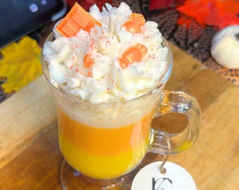 Candy Corn Halloween Candle: Layered Soy Wax, Vanilla Buttercream Scent