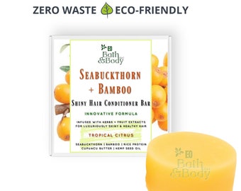 Seabuckthorn & Bamboo Solid Conditioner Bar | Shine + Strength Enhancing | Brazilian Sun | Color Safe | Naturally Preserved | Vegan