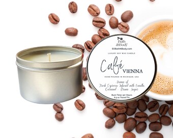 Cafe Vienna Coffee Soy Wax Candle | Delicious Cappuccino Caramel Aroma, 6 oz
