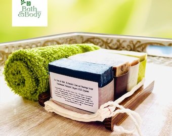 Organic Cold Process Soap Set | Gift Set | FREE Soap Saver Bag & Bamboo Soap Dish! | Stocking Stuffer | Secret Santa | Free Shipping!