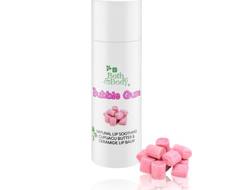 Bubble Gum Lip Balm | Rich Hydrating Brazilian Cupuacu Butter & Ceramide Formula | Organic