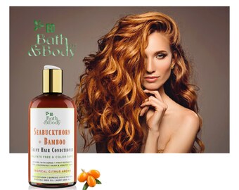Seabuckthorn + Bamboo Shiny Hair Conditioner | Shine & Strength Enhancing | Professionally Formulated | Vegan | Color Safe | Tropical Citrus
