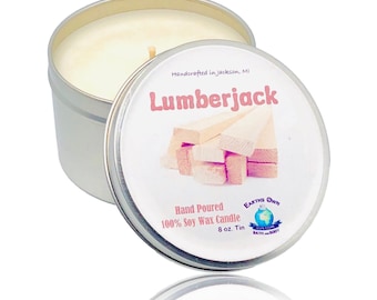 Lumberjack Man Cave Soy Wax Candle | Hand Poured | Zero Waste | Gift for Him | Boyfriend | Dad | Vegan | Gift Box | 2 Sizes!