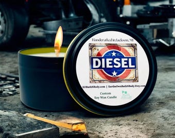 Diesel Fuel Aroma Soy Wax Novelty Candle | Hand Poured in Michigan | 3 Sizes!
