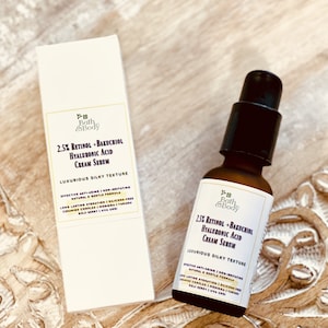 Sérum crème pour le visage à l&#39;acide hyaluronique 2,5 % rétinol, bakuchiol + céramides | Non irritant | Resurfaçage révolutionnaire et anti-âge | 1 fl oz