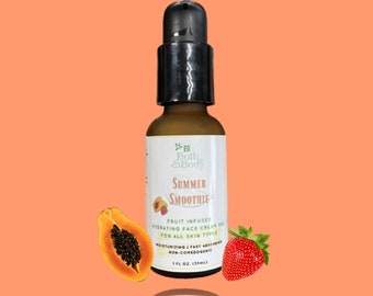 Summer Smoothie Fruit Infused Facial Cream Serum | All Skin Types | Moringa Oil | Balancing & Toning | Teens | Clear Skin | Net Wt. 1 fl oz