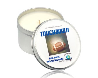 Touch Down Football Leather Soy Candle | Man Cave | Gift Box | Stocking Stuffer | Boyfriend | Dad | Zero Waste | Vegan | 8 oz