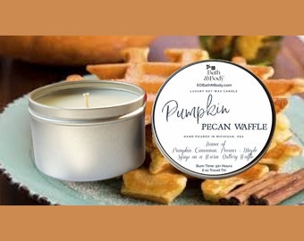 Pumpkin Pecan Waffle Luxury Soy Wax Candle | Hand Poured | Zero Waste & Reusable Tin | Minimalistic | Fall Candle | Gift | 6 oz