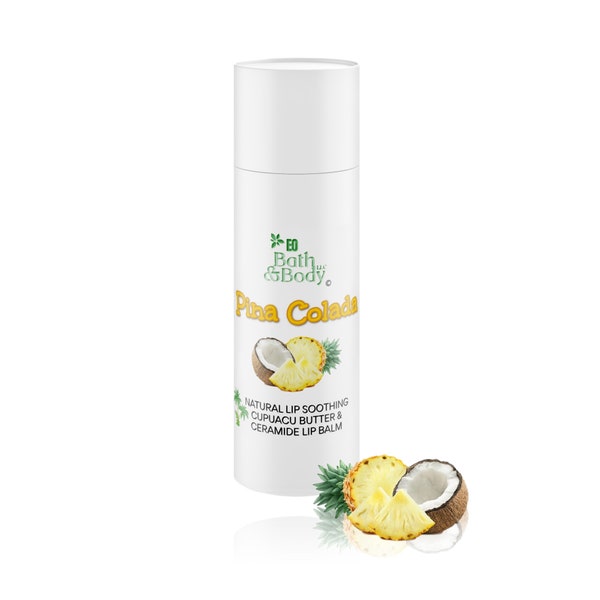 Pina Colada Lip Balm | Rich Hydrating Brazilian Cupuacu Butter & Ceramide Hemp Formula | Organic