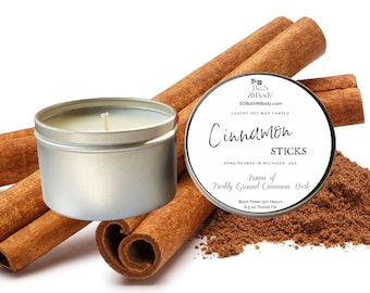 Cinnamon Sticks Luxury Soy Wax Candle | Hand Poured | Zero Waste & Reusable | Minimalistic | Spice Candle | Gift for Friend | Gift | 6 oz