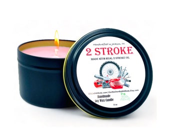 2 Stroke Engine Dirt Bike Racing Novelty Candle | Hand Poured Castor + Soy Wax | Zero Waste | Unique Gift | 3 Sizes