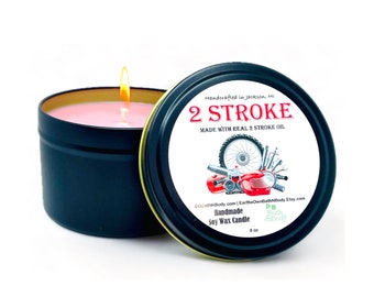 2 Stroke Dirt Bike Race Fuel PreMix Aroma Soy Candle | Hand Poured | Zero Waste & Reusable Tin | Man Cave Design | 3 sizes!