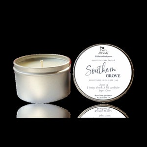 Southern Grove Luxury Soy Wax Candle Hand Poured Zero Waste & Reusable Minimalistic Custom Scent Gift for Her Peach 6 oz image 2