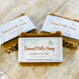 Oatmeal Milk n Honey | Natural Artisan Soap Bar | Manuka Honey | Gentle for all Skin Types | Gluten Free  | Gift | Baby | 5 oz