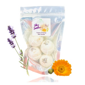 Pack de 4 bombas de baño de manteca de karité orgánica / Caléndula, lavanda y avena coloidal