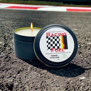 Racing Fuel 110 Hi Octane Aroma | Novelty Soy Wax Candle | Hand Poured in Michigan | Zero Waste | 3 Sizes!