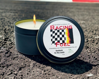 Racing Fuel 110 Hi Octane Aroma | Novelty Soy Wax Candle | Hand Poured in Michigan | Zero Waste | 3 Sizes!