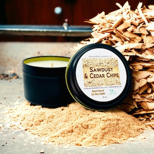 Sawdust & Cedar Chips Soy Candle | Hand Poured | Zero Waste | Gift for Him | Gift for Her | Boyfriend | Dad | Vegan | Gift Box | 2 Sizes!