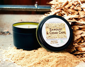 Sawdust & Cedar Chips Soy Candle | Hand Poured | Zero Waste | Gift for Him | Gift for Her | Boyfriend | Dad | Vegan | Gift Box | 2 Sizes!