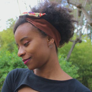 Reversible satin hairband - Afro hairband - Chic handmade women&#39;s hair accessory
