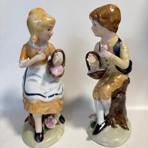 Porcelain Girl With Flower Basket Figurine - Etsy