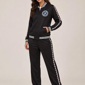 Disney x Macy’s Adult Unisex Varsity Track Suit Set Black Mickey Mouse Jacket & Pants NWT Size M Exclusive Streetwear