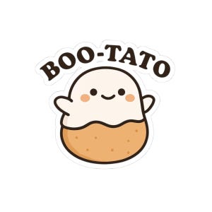 Cute Boo-Tato Sticker, Halloween Laptop Vinyl Decal, Kid-Friendly Kiss-Cut Sticker, Fun Halloween Decor, Scrapbook, Water Bottle Gift