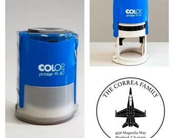 Aangepaste zelfinktende adresstempel - vliegtuigontwerp, gepersonaliseerd cadeau voor luchtvaartliefhebbers en piloten, reisliefhebbers