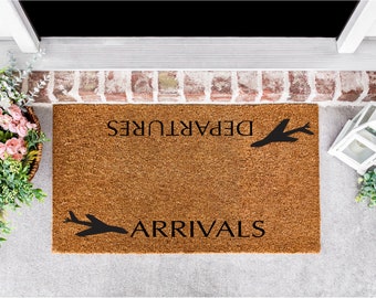 Custom Pilot Aviation Doormat - Housewarming Gift - DEPARTURES ARRIVALS Welcome Mat - Personalized Home Decor