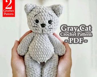 Gray Cat Crochet Pattern, Amigurumi pattern Gray Cat, Crochet pattern Gray Cat, PDF English, DIY
