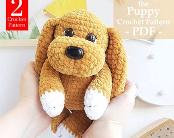 MOTIF chien au crochet, PDF tutoriel amigurumi en anglais, modèle PDF chiot au crochet, cadeau de Noël Baby shower chien, motif au crochet logo