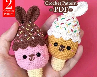 Ice Cream Crochet Pattern – Cute Amigurumi Plush PDF – Soft Dessert Toy – Beginner Friendly DIY – Instant Download