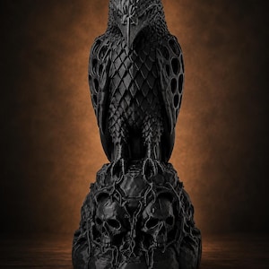 Gothic Raven Statue STL | Dark Bird Sculpture | 3D Print File