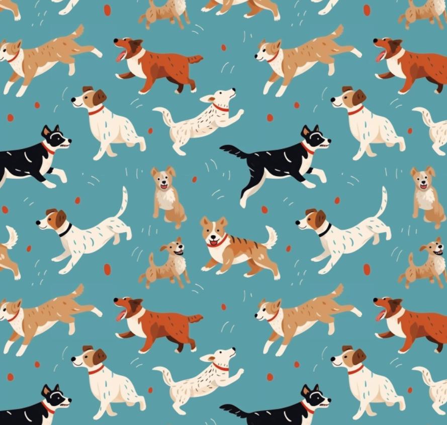 Various Dog Cute Dogs Pattern Fabric - 100% Cotton - Sewing, Apparel ...
