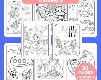 Ocean Coloring Pages, Volume 2, Digital Download PDF