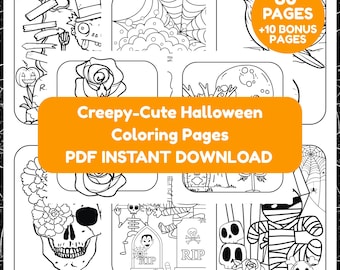 Creepy-Cute Halloween Coloring Pages Digital Download PDF