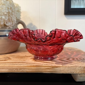 Fenton Cranberry Glass Bowl