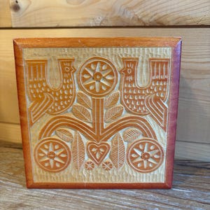 Vintage Polish Hand Carved Folk Art Trinket Box