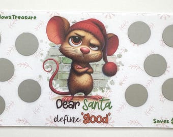 Mouse Dear Santa Scratch-Off Savings Challenge, A6 Cash Stuffing Budget Tracker