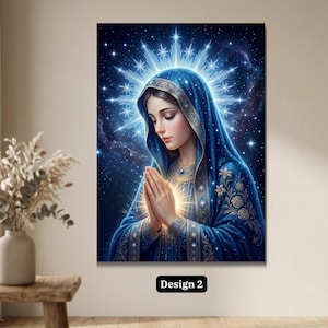 Virgin Mary Prayer Wall Art, Catholic Church Decor, Blessed Mother Canvas Print, Christian Faith Artwork, Spiritual Home Gift