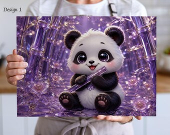 Personalisiertes Panda Glasschneidebrett, benutzerdefinierte Name Küchendekor, niedliches Panda Bambus Design, einzigartiges Geschenk für Pandaliebhaber.