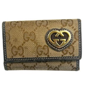 Gucci Vintage Brown Ebony Monogram 6 Ring Key Holder Wallet Unisex