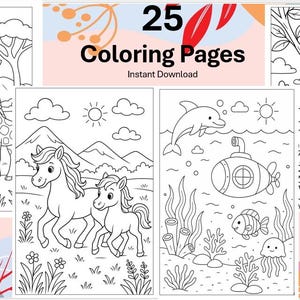 Summer Coloring Pages, Printable Coloring Book for Kids, Digital Download Activity Sheets, Fun Beach & Ocean Coloring PDF