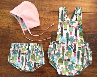 Cactus Romper // Bubble Baby Romper // Bodysuit // Playsuit // Cactus Pink Green Blue Cotton // Child Romper