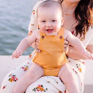 Mustard Yellow Romper Cotton Monochrome Minimalistic Modern and Classic Bubble Baby Romper ...