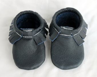 Navy Blue Genuine Real Leather Moccasins, Moccs, Shoes