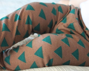 SALE Brown, Teal, Blue, Triangle, Geometric Baby Boy, Girl, Unisex Knit Leggings Pants