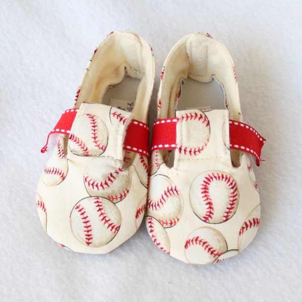 LIL SLUGGER-Baseball, rojo, blanco bebé boy tela, botín de tela niño