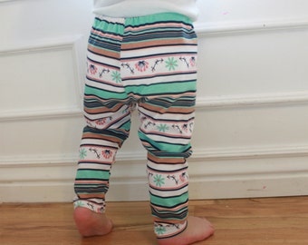 SALE Multi Colored Aqua, Mint, Coral, Tan, Floral, Baby Girl, Knit Leggings Pants, Teal, Orange, Pink, Purple,Yellow