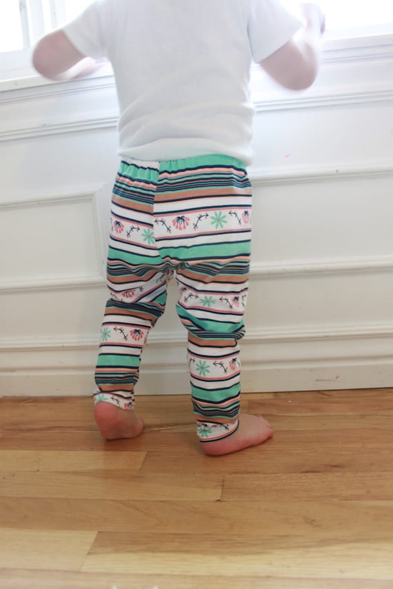SALE Multi Colored Aqua Mint Coral Tan Floral Baby Girl Knit Leggings Pants Teal Orange Pink Purple yellow Etsy